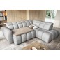 Canapé d'angle profondeur réglable FASANO velours Luxe gris clair, 5 places, angle droit (vu de face)