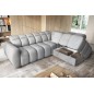 Canapé d'angle profondeur réglable FASANO velours Luxe gris clair, 5 places, angle droit (vu de face)