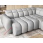 Canapé d'angle profondeur réglable FASANO velours Luxe gris clair, 5 places, angle droit (vu de face)