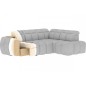 Canapé d'angle profondeur réglable FASANO velours Luxe gris clair, 5 places, angle droit (vu de face)