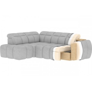 Canapé d'angle profondeur réglable FASANO velours Luxe gris foncé 5 places, angle gauche (vu de face)