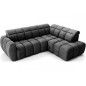 Canapé d'angle profondeur réglable FASANO velours Luxe gris foncé, 5 places, angle droit (vu de face) Canapé d'angle profondeur réglable FASANO velours Luxe gris foncé, 5 places, angle droit (vu de face)