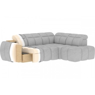 Canapé d'angle profondeur réglable FASANO velours Luxe gris foncé, 5 places, angle droit (vu de face)