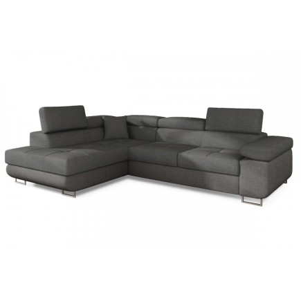 Canapé d'angle convertible - en tissu luxe 5 places ANNECY TISSU, couleur gris, angle gauche