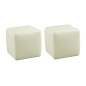 Ensemble de 2 poufs carrés en cuir, écru. Ensemble de 2 poufs carrés en cuir, écru.
