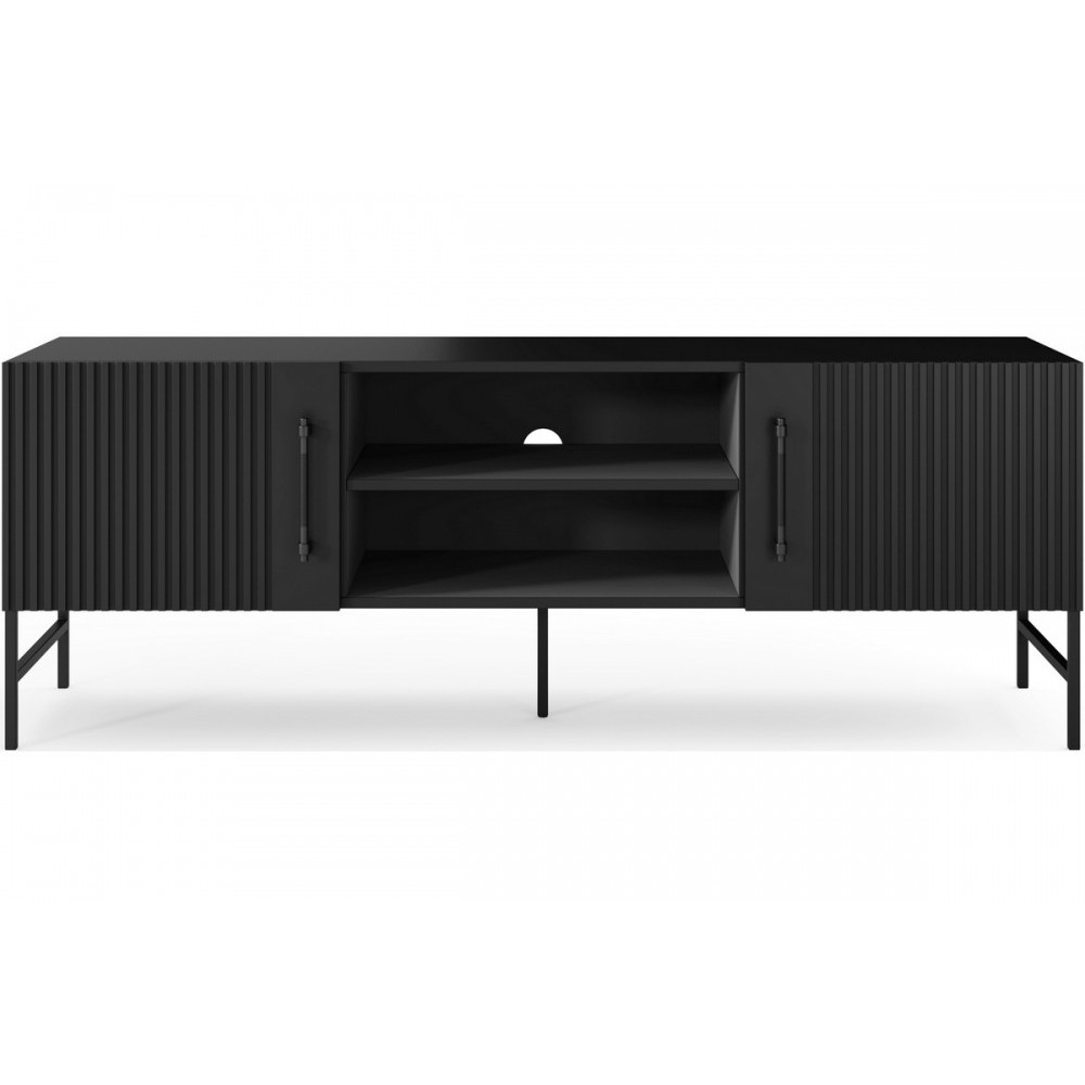 Meuble TV design de qualité avec rangement, RAINER, Noir Meuble TV design de qualité avec rangement, RAINER, Noir