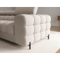 Canapé d'angle convertible FELIX en tissu bouclette beige, 5 places, angle gauche (vu de face)