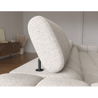 Canapé d'angle convertible FELIX en tissu bouclette taupe, 5 places, angle gauche (vu de face)