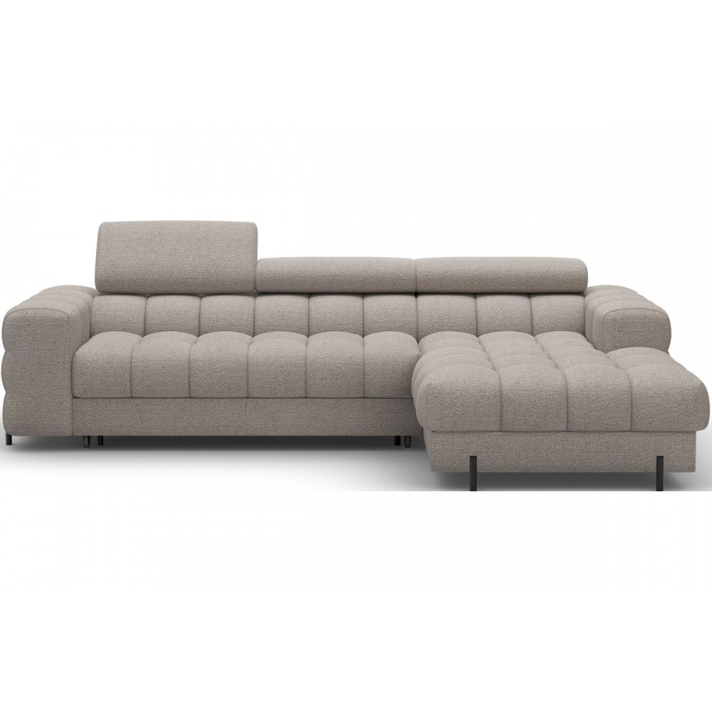 Canapé d'angle convertible FELIX tissu bouclette taupe, 5 places, angle droit (vu de face) Canapé d'angle convertible FELIX tissu bouclette taupe, 5 places, angle droit (vu de face)