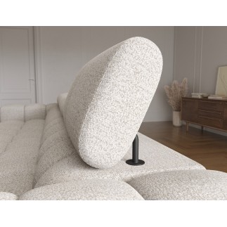 Canapé d'angle convertible FELIX tissu bouclette taupe, 5 places, angle droit (vu de face)