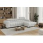 Canapé d'angle convertible FELIX tissu bouclette ivoire, 5 places, angle droit (vu de face) Canapé d'angle convertible FELIX tissu bouclette ivoire, 5 places, angle droit (vu de face)
