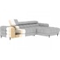 Canapé d'angle convertible FELIX tissu bouclette ivoire, 5 places, angle droit (vu de face) Canapé d'angle convertible FELIX tissu bouclette ivoire, 5 places, angle droit (vu de face)
