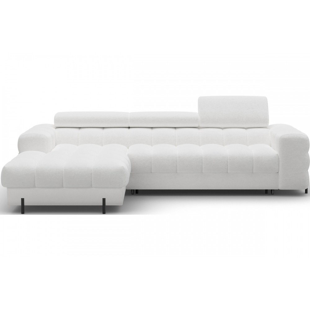Canapé d'angle convertible FELIX en tissu bouclette ivoire, 5 places, angle gauche (vu de face) Canapé d'angle convertible FELIX en tissu bouclette ivoire, 5 places, angle gauche (vu de face)