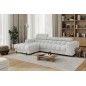 Canapé d'angle convertible FELIX en tissu bouclette ivoire, 5 places, angle gauche (vu de face) Canapé d'angle convertible FELIX en tissu bouclette ivoire, 5 places, angle gauche (vu de face)