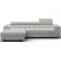 Canapé d'angle convertible FELIX en tissu bouclette gris clair, 5 places, angle gauche (vu de face)