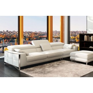 Canapé droit en cuir italien 4 places SUEDO, marron (sans la partie pouf de 85 cm)
