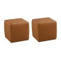 Ensemble de 2 poufs carrés en cuir, marron. Ensemble de 2 poufs carrés en cuir, marron.