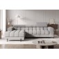 Canapé d'angle convertible FELIX VELOURS en velours gris 5 places, angle gauche (vu de face)