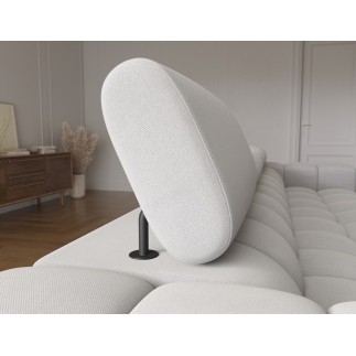 Canapé d'angle convertible FELIX VELOURS en velours gris 5 places, angle gauche (vu de face)