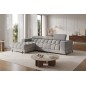 Canapé d'angle convertible FELIX VELOURS en velours gris 5 places, angle gauche (vu de face)