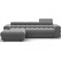 Canapé d'angle convertible FELIX VELOURS en velours gris foncé 5 places, angle gauche (vu de face) Canapé d'angle convertible FELIX VELOURS en velours gris foncé 5 places, angle gauche (vu de face)