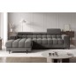 Canapé d'angle convertible FELIX VELOURS en velours gris foncé 5 places, angle gauche (vu de face) Canapé d'angle convertible FELIX VELOURS en velours gris foncé 5 places, angle gauche (vu de face)