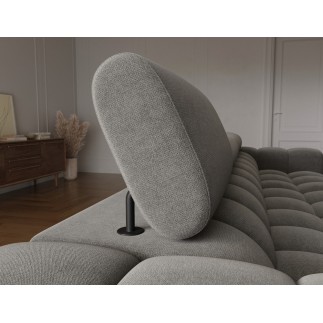Canapé d'angle convertible FELIX VELOURS en velours gris foncé 5 places, angle gauche (vu de face)