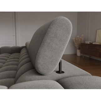 Canapé d'angle convertible FELIX VELOURS en velours gris foncé, 5 places, angle droit (vu de face)