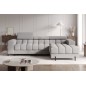 Canapé d'angle convertible FELIX VELOURS en velours gris, 5 places, angle droit (vu de face)