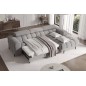 Canapé d'angle convertible FELIX VELOURS en velours gris, 5 places, angle droit (vu de face)