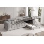 Canapé d'angle convertible FELIX VELOURS en velours gris, 5 places, angle droit (vu de face)