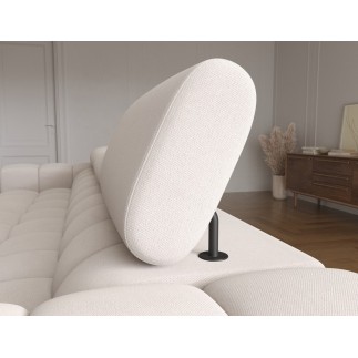 Canapé d'angle convertible FELIX VELOURS en velours beige, 5 places, angle droit (vu de face)