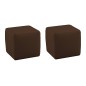 Ensemble de 2 poufs carrés en cuir, chocolat. Ensemble de 2 poufs carrés en cuir, chocolat.