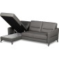 Canapé d'angle convertible en cuir 5 places, FARINI, gris foncé, gauche Canapé d'angle convertible en cuir 5 places, FARINI, gris foncé, gauche