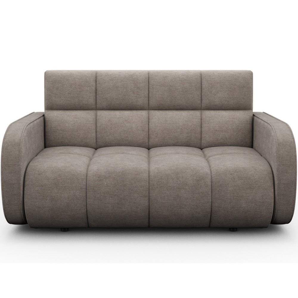 Canapé 2 places convertible tissu doux beige, coffre, DEVON Canapé 2 places convertible tissu doux beige, coffre, DEVON
