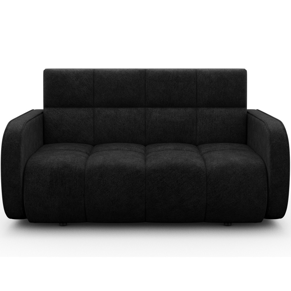 Canapé 2 places convertible tissu doux noir, coffre, DEVON Canapé 2 places convertible tissu doux noir, coffre, DEVON