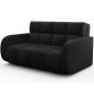 Canapé 2 places convertible tissu doux noir, coffre, DEVON Canapé 2 places convertible tissu doux noir, coffre, DEVON