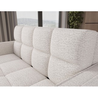 Canapé 2 places convertible tissu bouclette blanc cassé