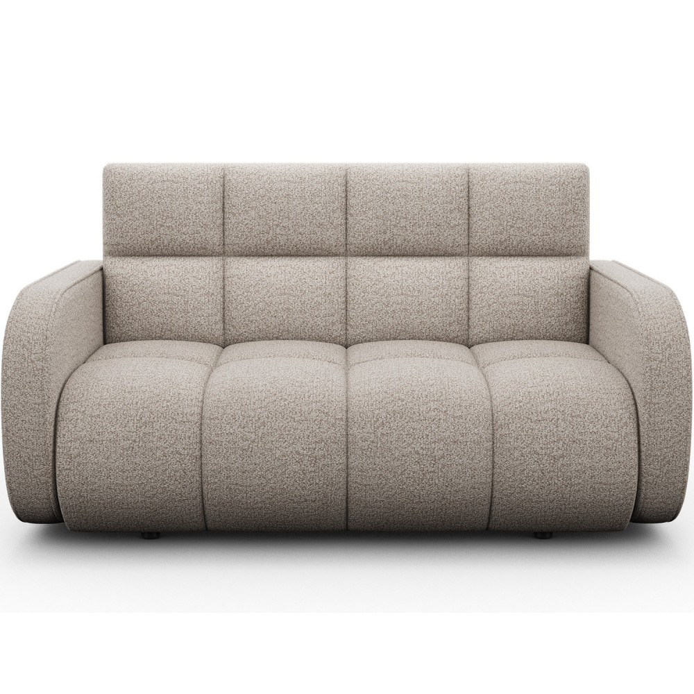 Canapé 2 places convertible tissu bouclette beige, coffre, DEVON Canapé 2 places convertible tissu bouclette beige, coffre, DEVON