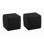 Ensemble de 2 poufs carrés en cuir, noir, Gris clair Ensemble de 2 poufs carrés en cuir, noir, Gris clair