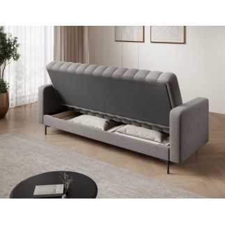 Canapé 3 places convertible tissu gris
