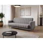 Canapé 3 places convertible tissu gris, coffre, RONSARD
