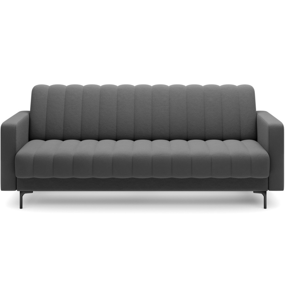 Canapé 3 places convertible velours luxe gris foncé, coffre, RONSARD Canapé 3 places convertible velours luxe gris foncé, coffre, RONSARD