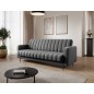Canapé 3 places convertible velours luxe gris foncé, coffre, RONSARD Canapé 3 places convertible velours luxe gris foncé, coffre, RONSARD
