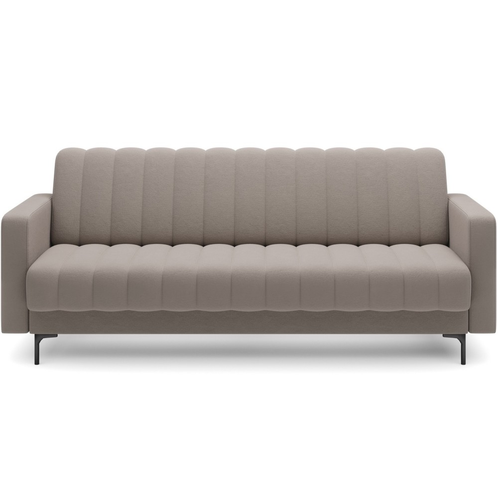 Canapé 3 places convertible velours luxe beige, coffre, RONSARD
