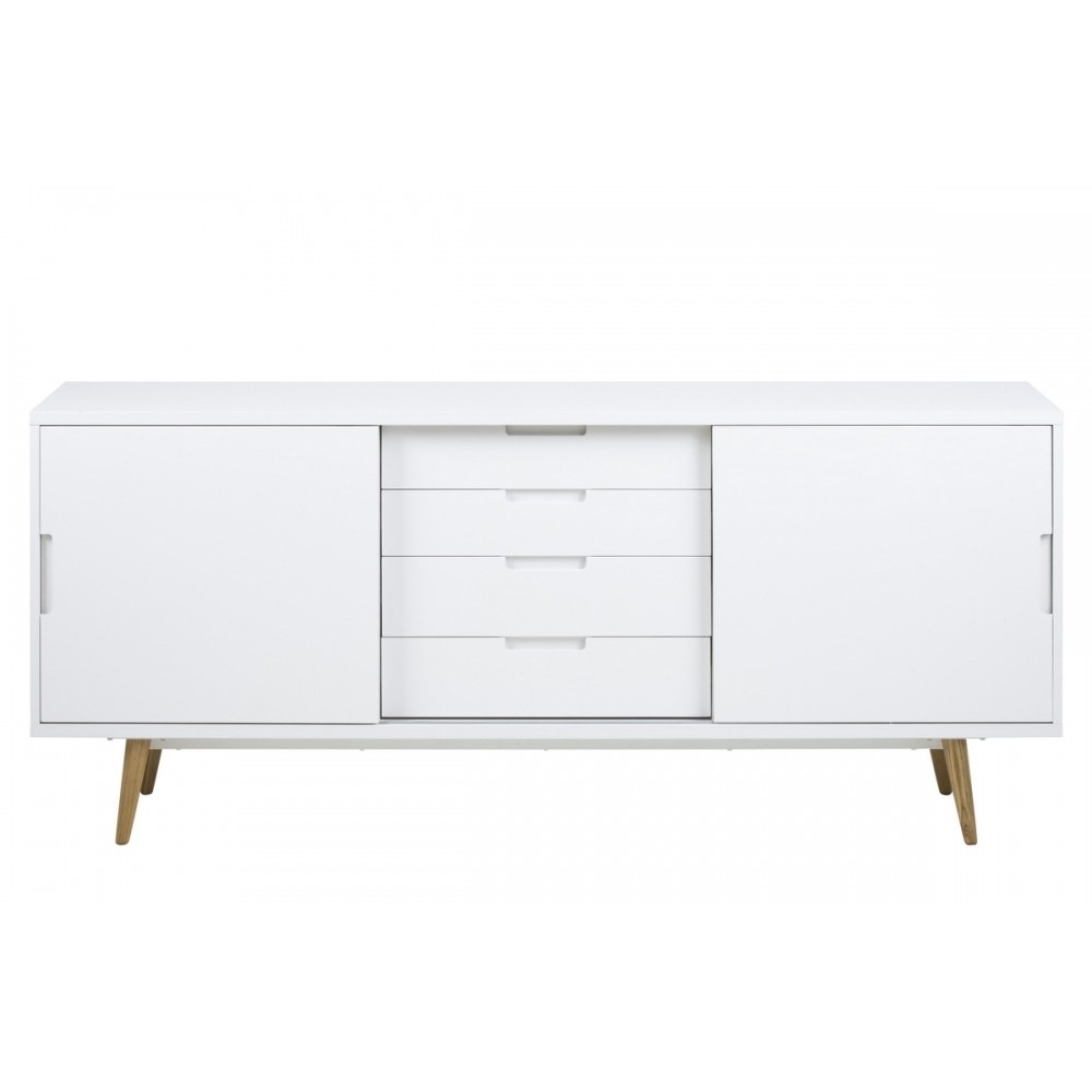 Bahut tendance blanc laqué brillant, ELMA, bois Bahut tendance blanc laqué brillant, ELMA, bois