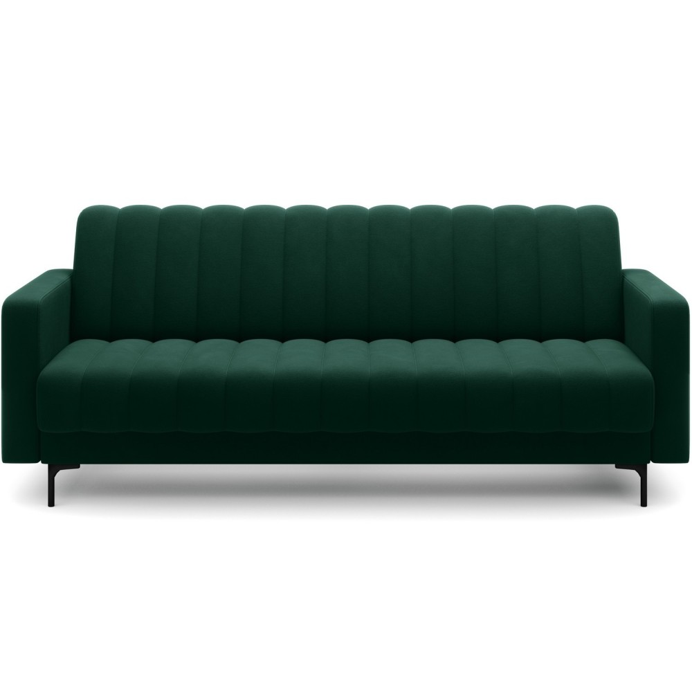 Canapé 3 places convertible velours luxe vert, coffre, RONSARD Canapé 3 places convertible velours luxe vert, coffre, RONSARD