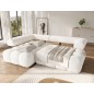 Canapé d'angle convertible en tissu bouclette blanc cassé luxe 5 places LEONI, angle gauche (vu de face) Canapé d'angle convertible en tissu bouclette blanc cassé luxe 5 places LEONI, angle gauche (vu de face)