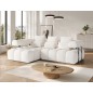 Canapé d'angle convertible en tissu bouclette blanc cassé luxe 5 places LEONI, angle gauche (vu de face) Canapé d'angle convertible en tissu bouclette blanc cassé luxe 5 places LEONI, angle gauche (vu de face)