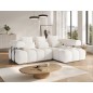 Canapé d'angle convertible en tissu bouclette blanc cassé 3-4 places LEONI, angle droit (vu de face) Canapé d'angle convertible en tissu bouclette blanc cassé 3-4 places LEONI, angle droit (vu de face)